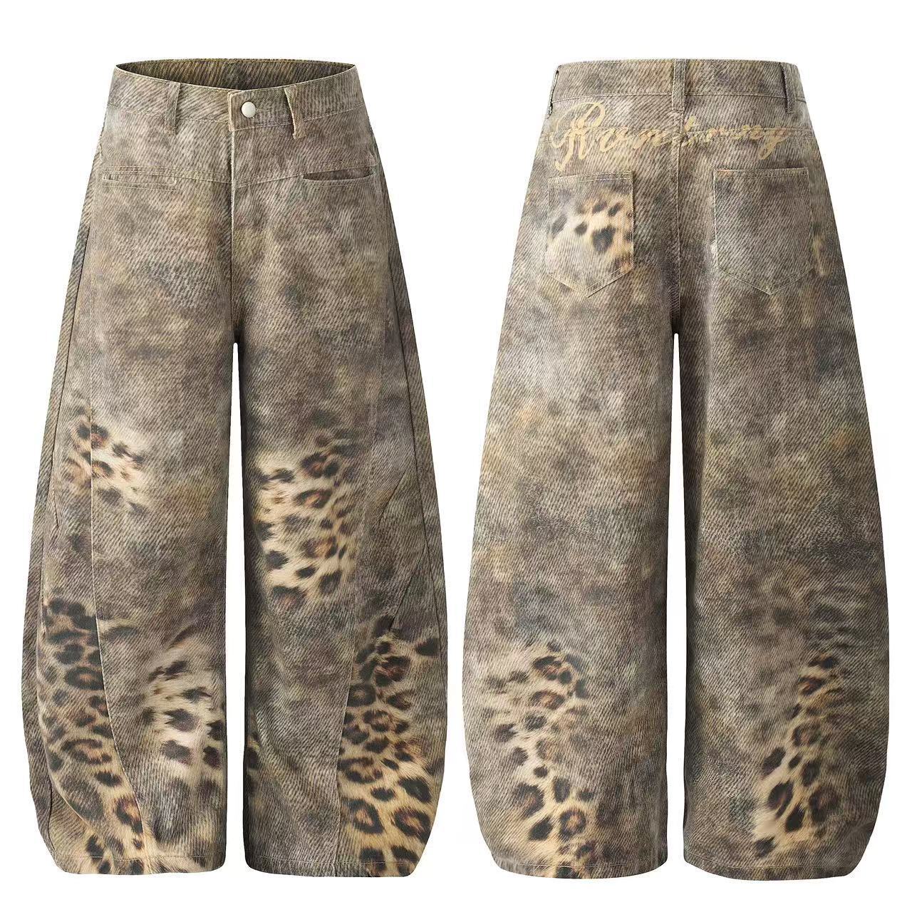Omirad Leopard Wash Wide-Leg Jeans