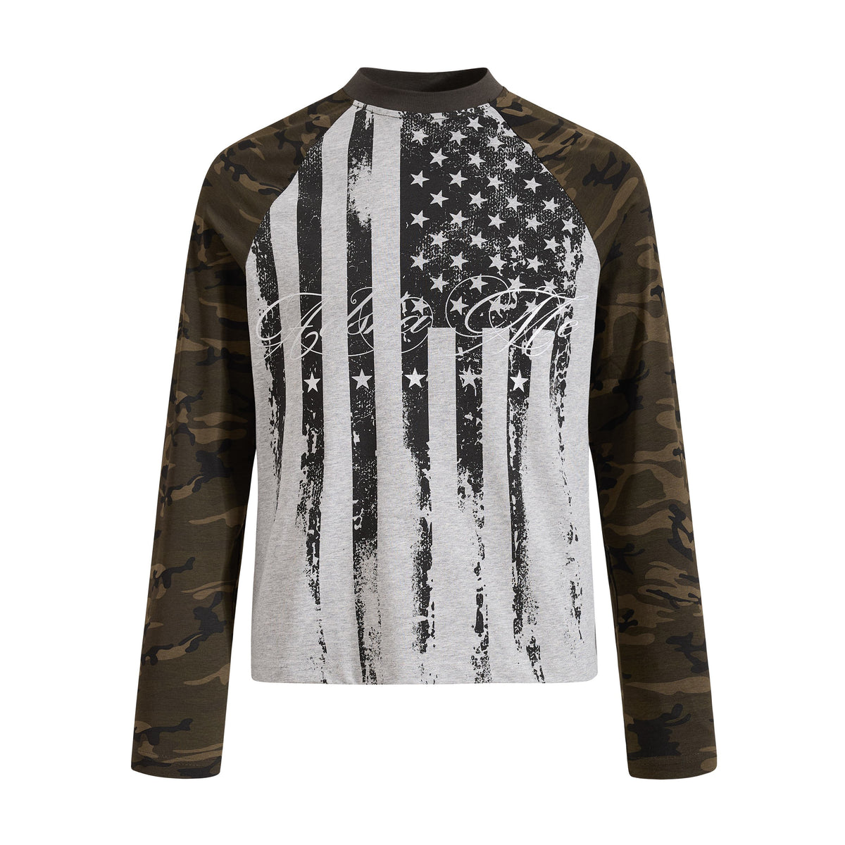 Omirad Camo Sleeve Flag Graphic Long Sleeve Tee