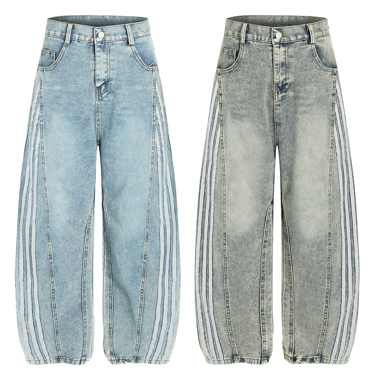 American Vintage Striped Patchwork Denim Pants