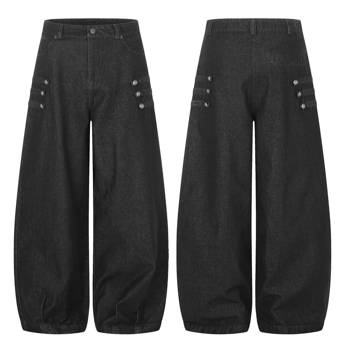 Omirad Button Tab Barrel-Leg Jeans