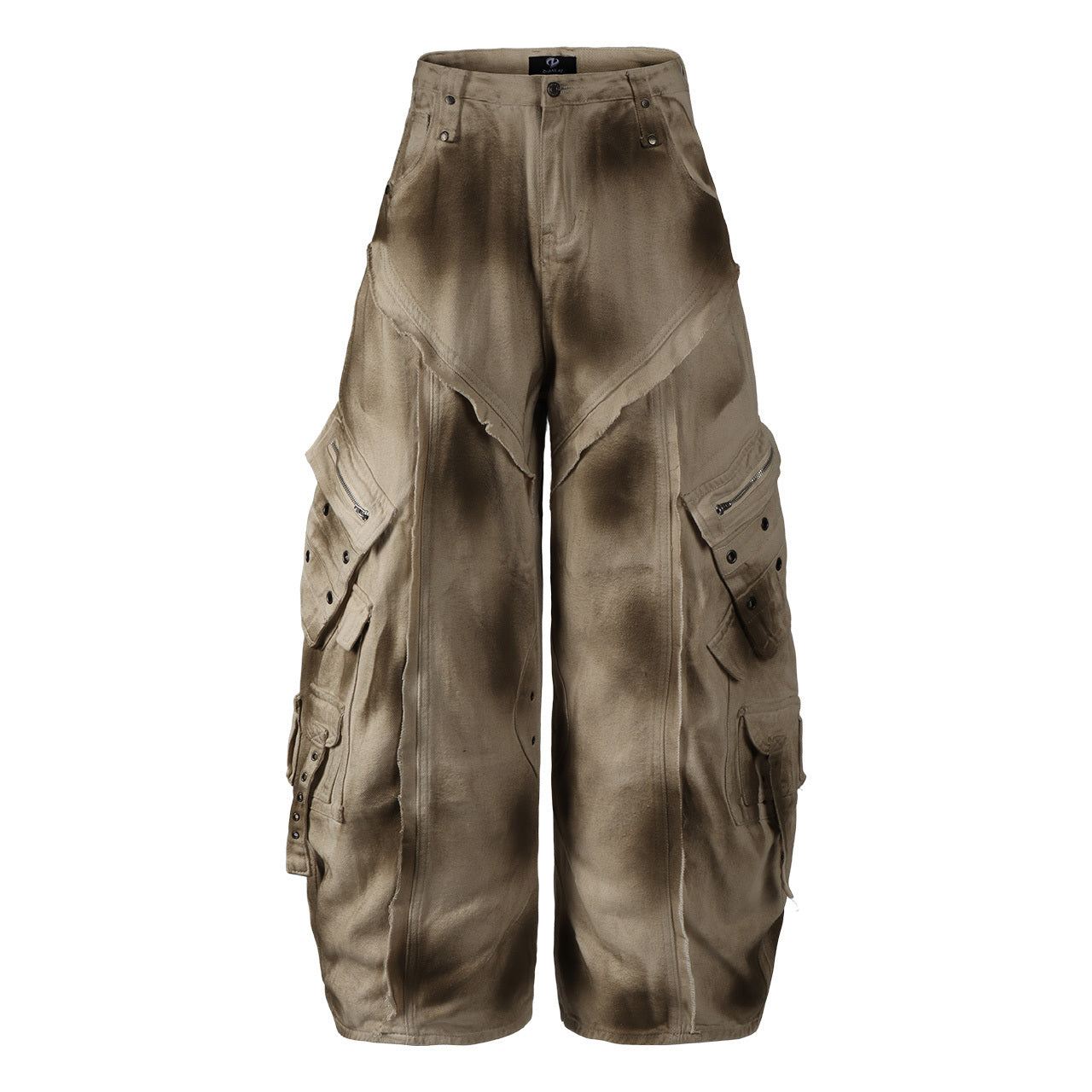 American Streetwear Heavy Spray-Paint Washed Cargo Jeans