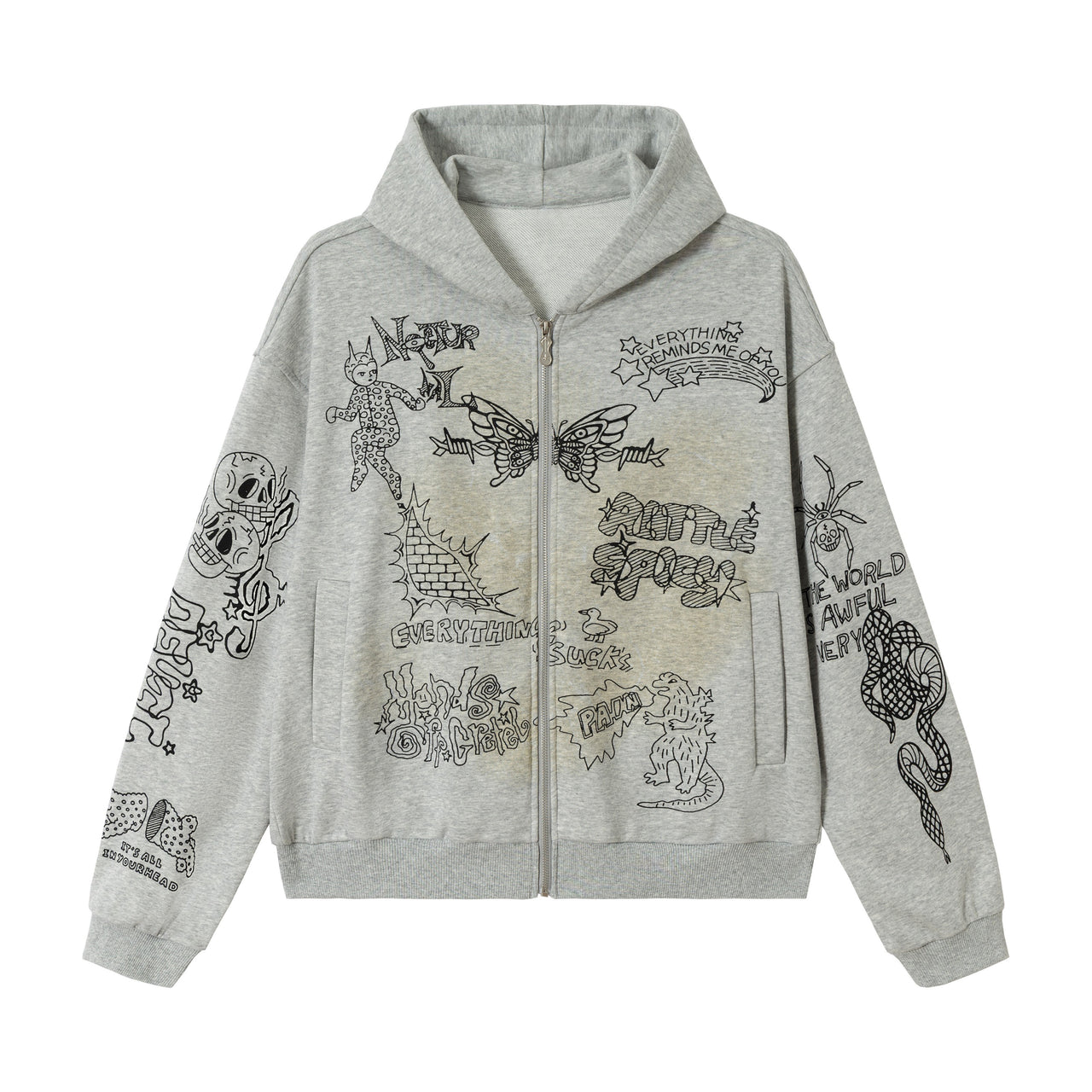 Omirad Doodle Graphic Zip Hoodie