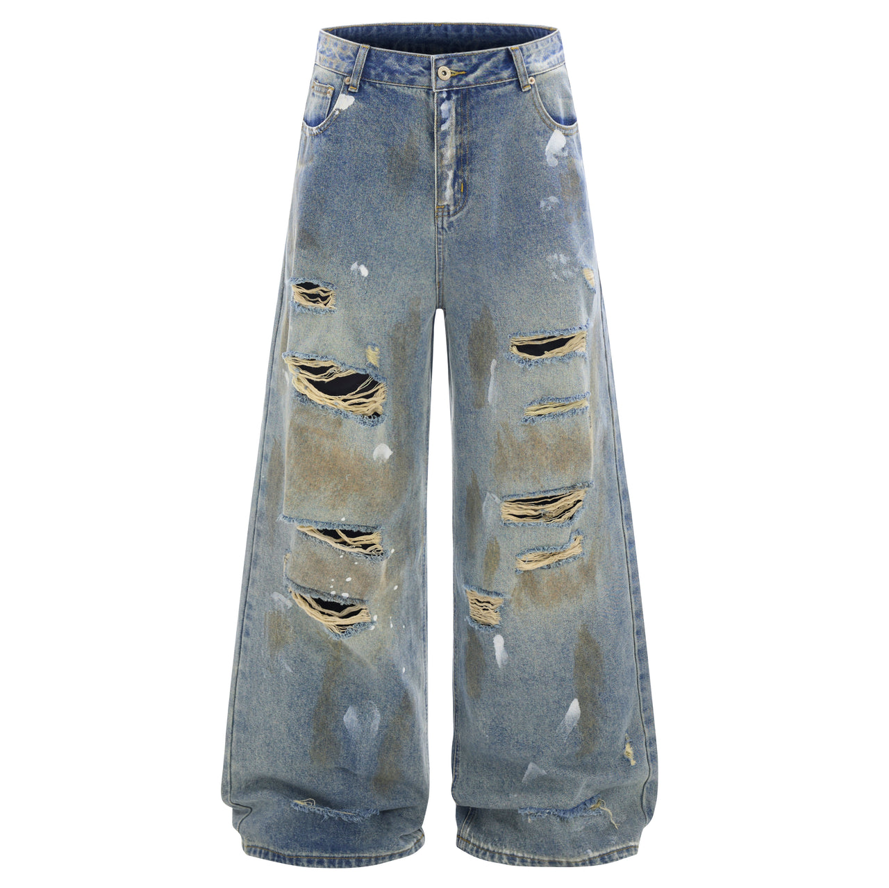 American High Street Splash Dye Ripped Jeans