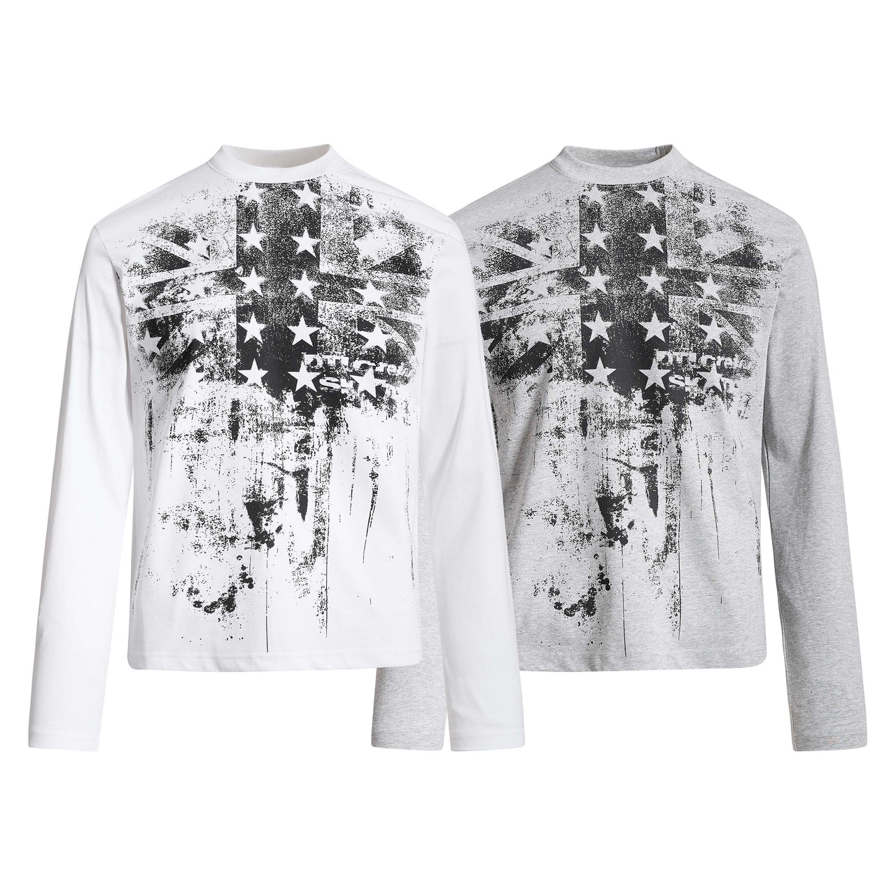 Omirad Distressed Star Graphic Long Sleeve Tee
