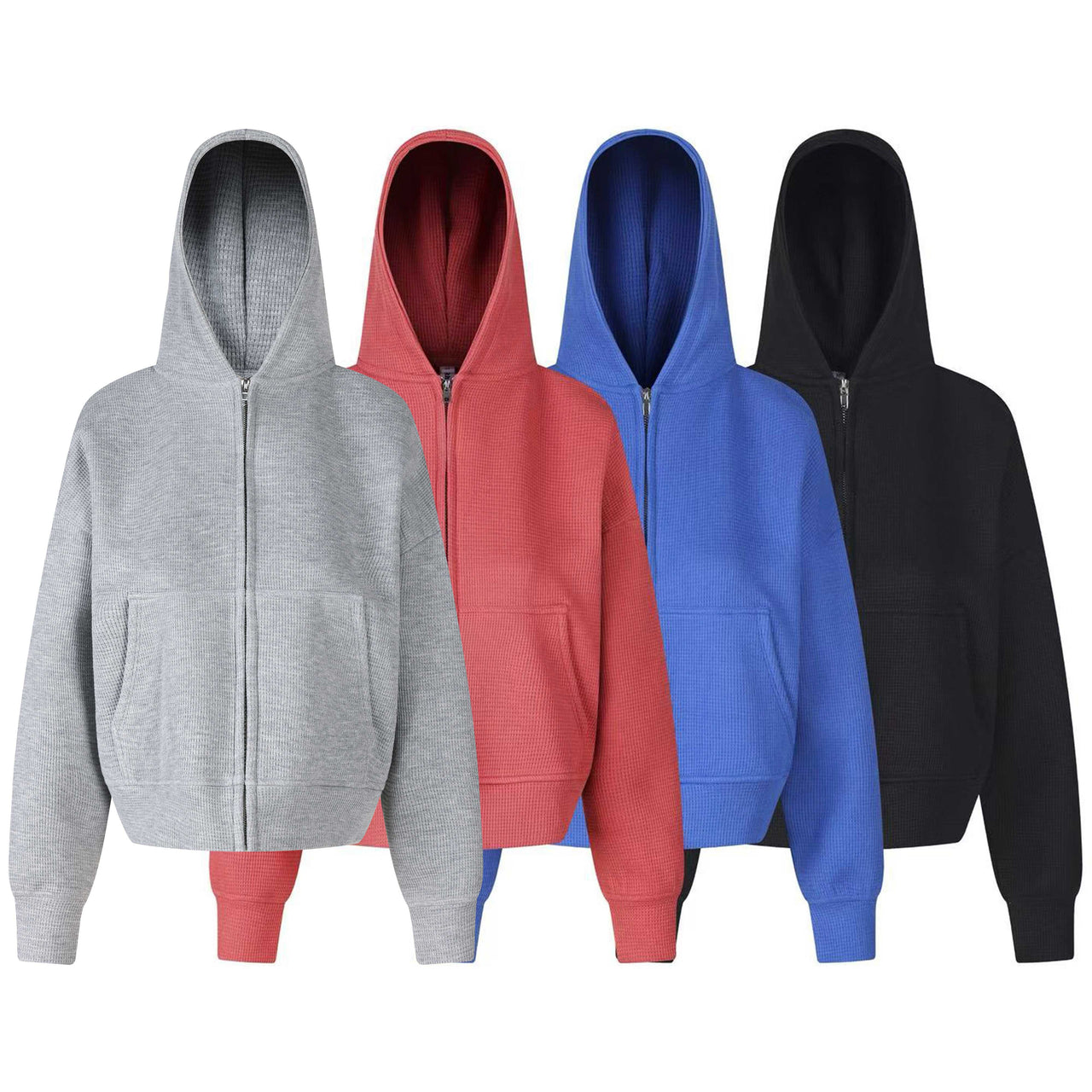 Omirad Waffle Knit Zip-Up Hoodie