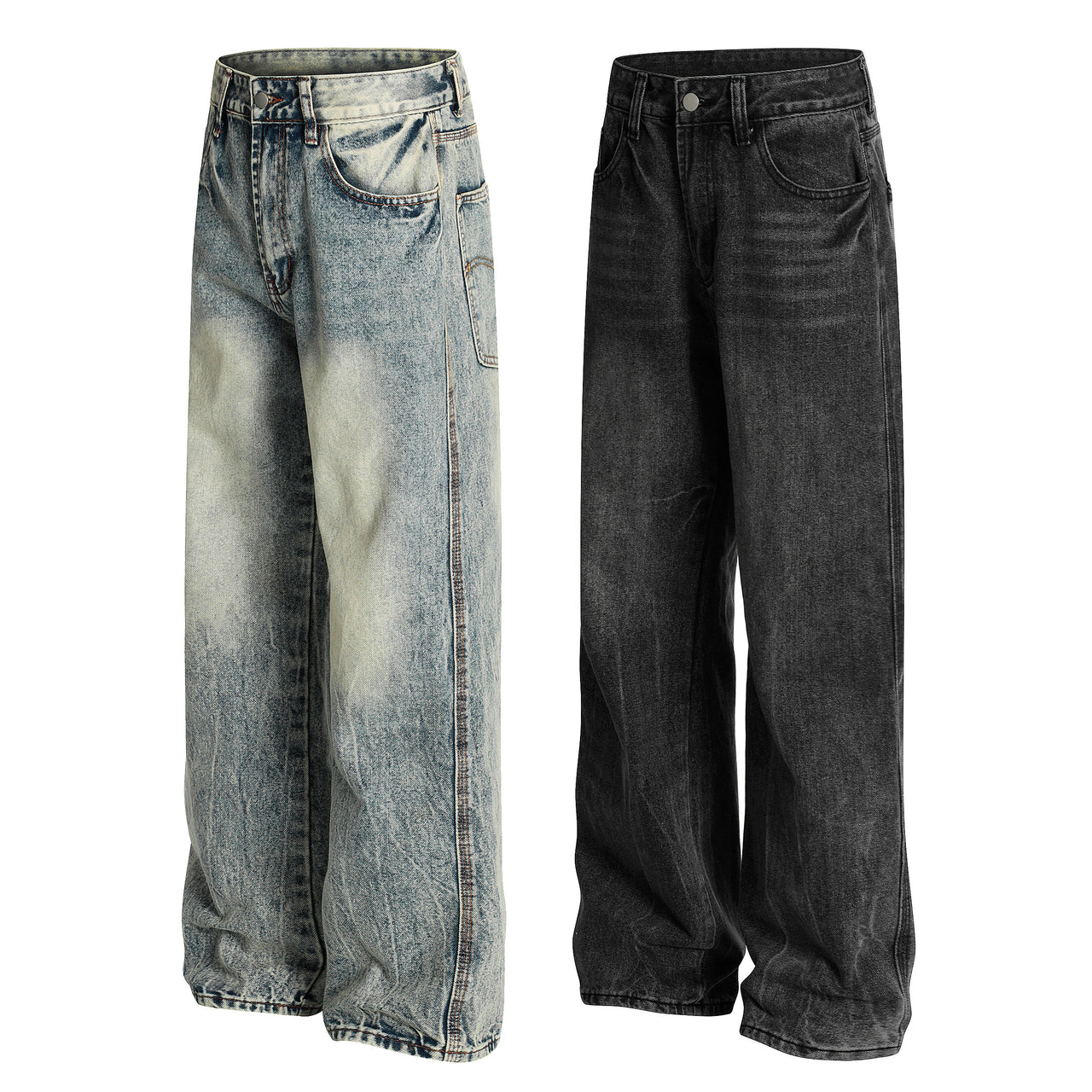 American Vintage Stone-Washed Bamboo Stripe Jeans