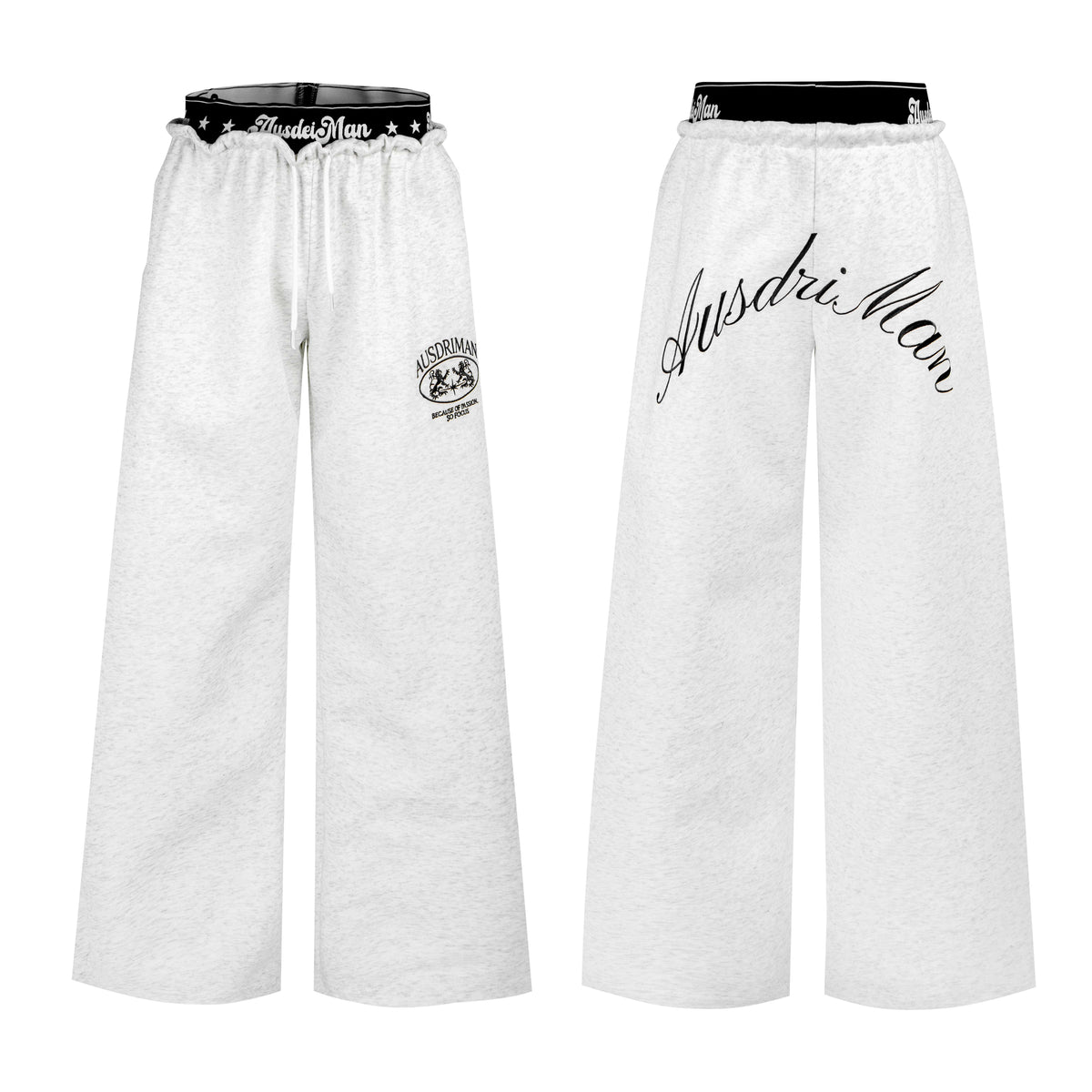 Omirad Double-Waist Script Wide-Leg Sweatpants