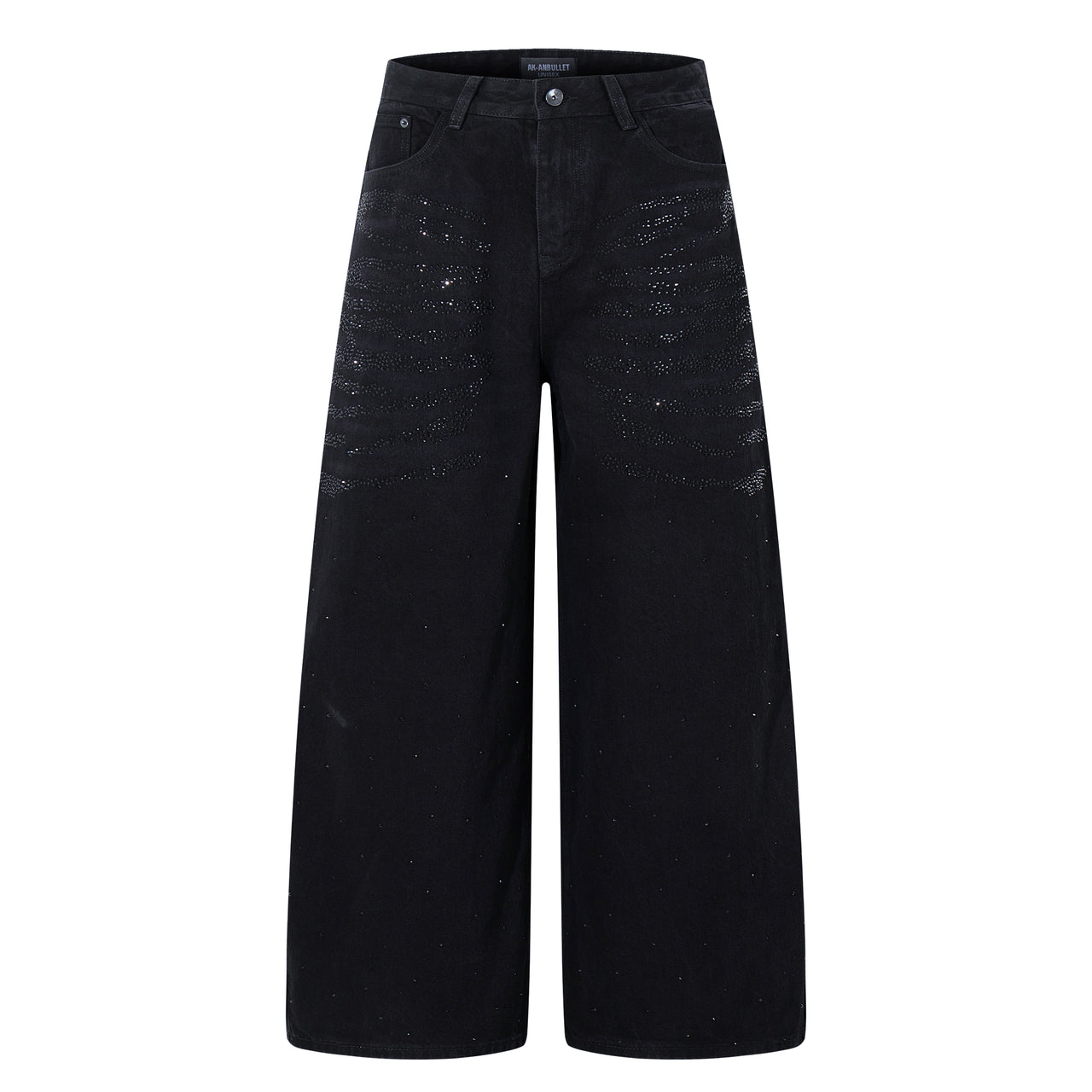 American High Street Pleated Wide-Leg Jeans
