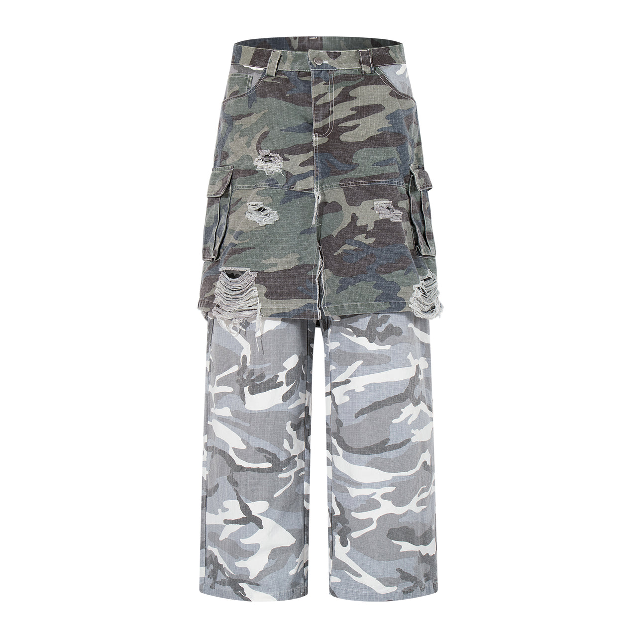American High Street Faux Layered Camo Casual Pants