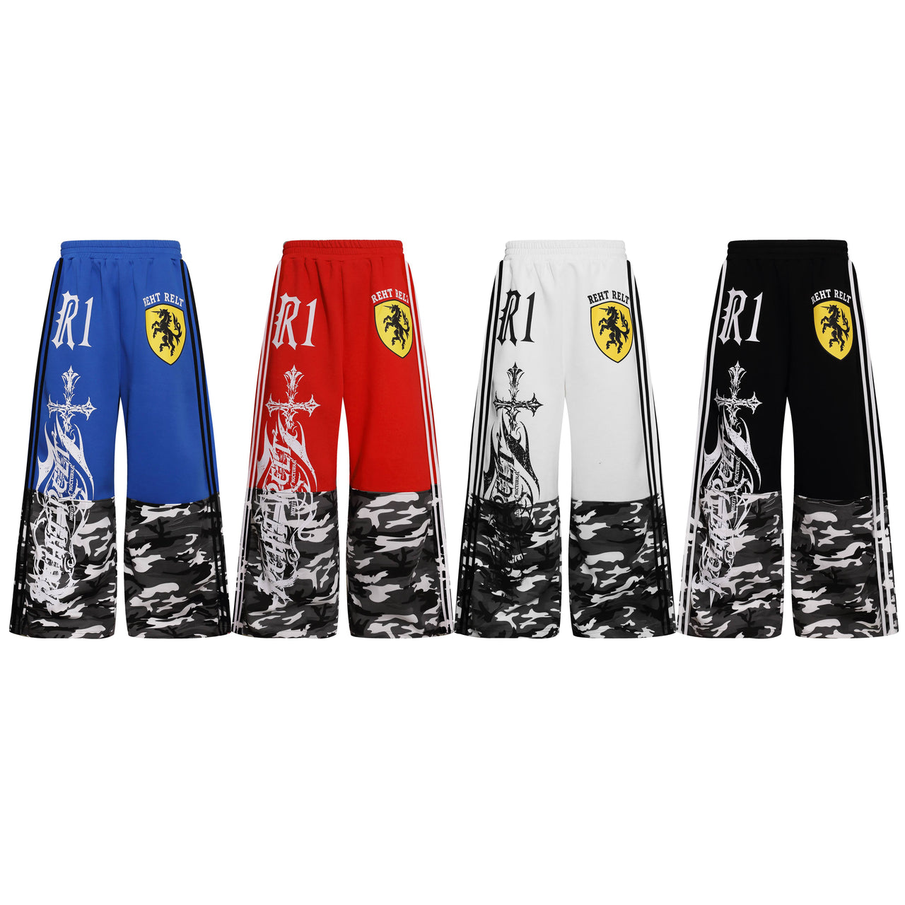 Omirad Camo Panel Crest Wide-Leg Pants