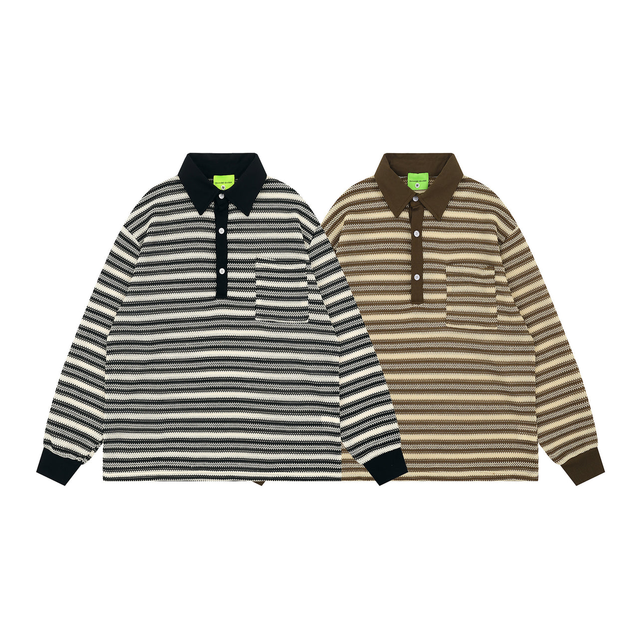 Vintage American Striped Polo Collar Knit Sweater