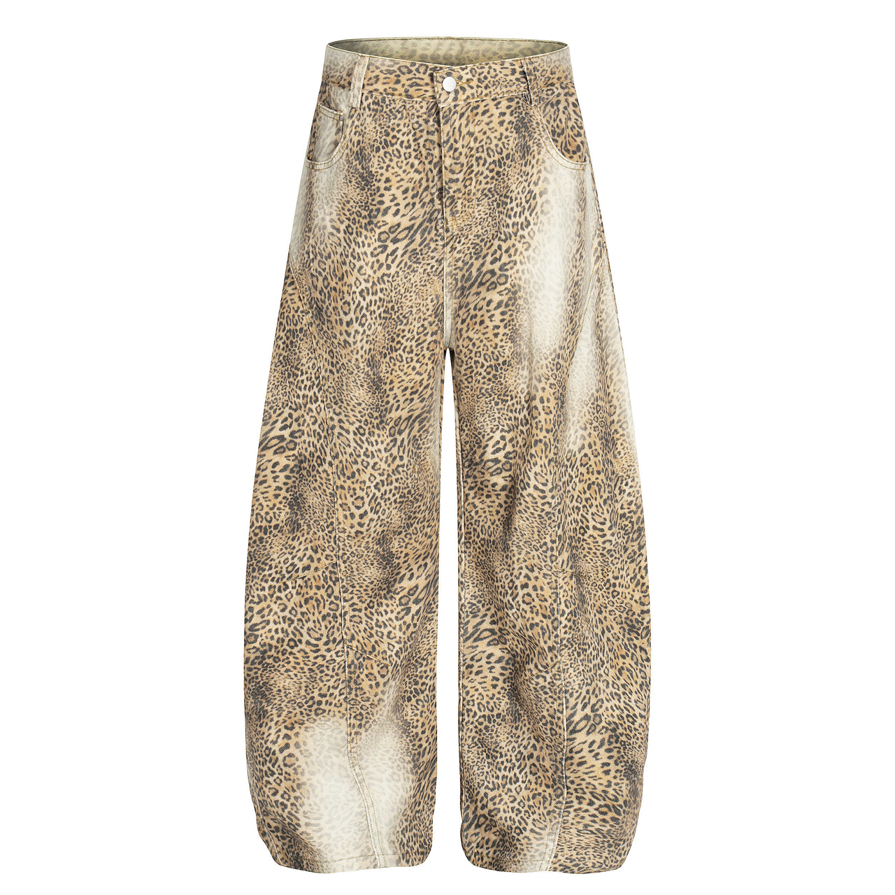 Vintage Streetwear Leopard Curved-Leg Jeans