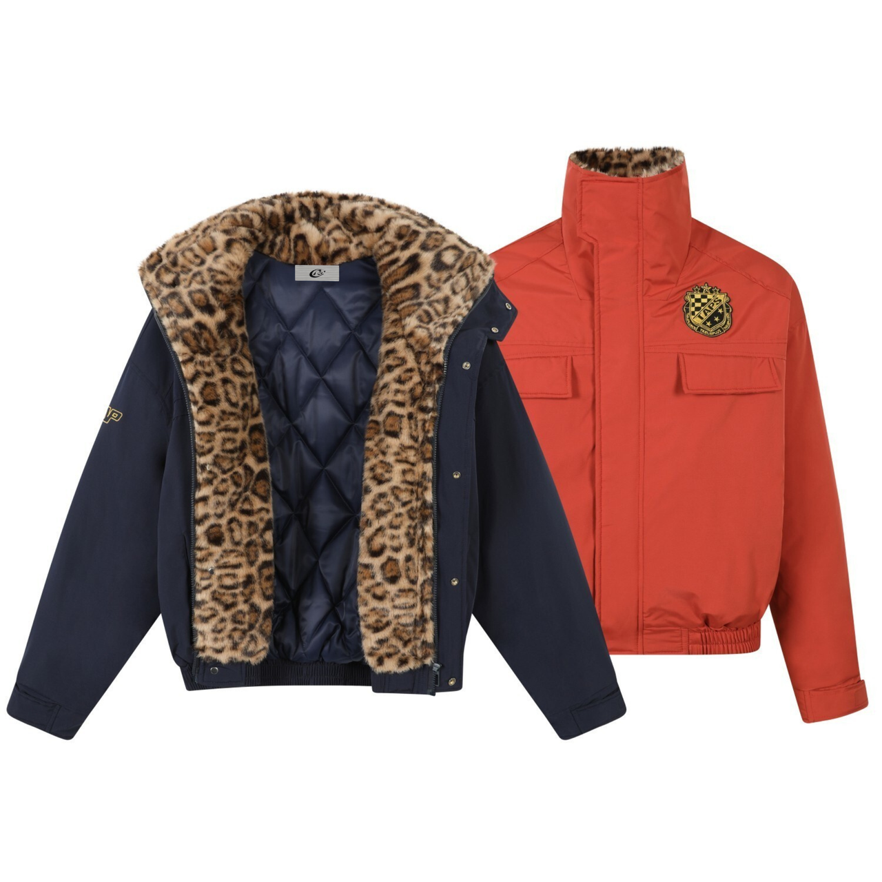 Omirad Leopard-Lined Military Bomber Jacket