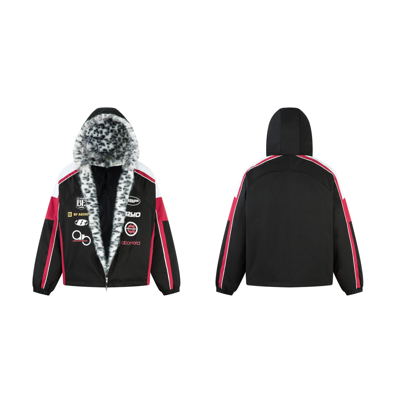 Omirad Racing Patch Faux Fur Hood Jacket