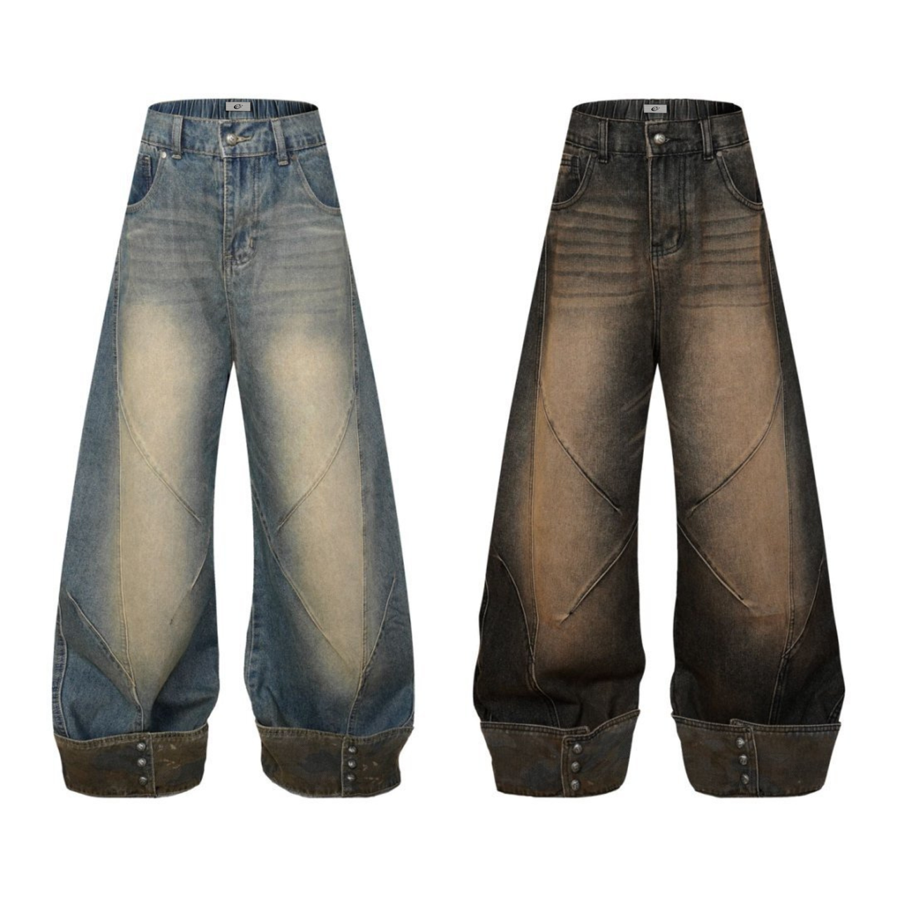 Omirad Sculpted Panel Wide-Leg Denim Pants