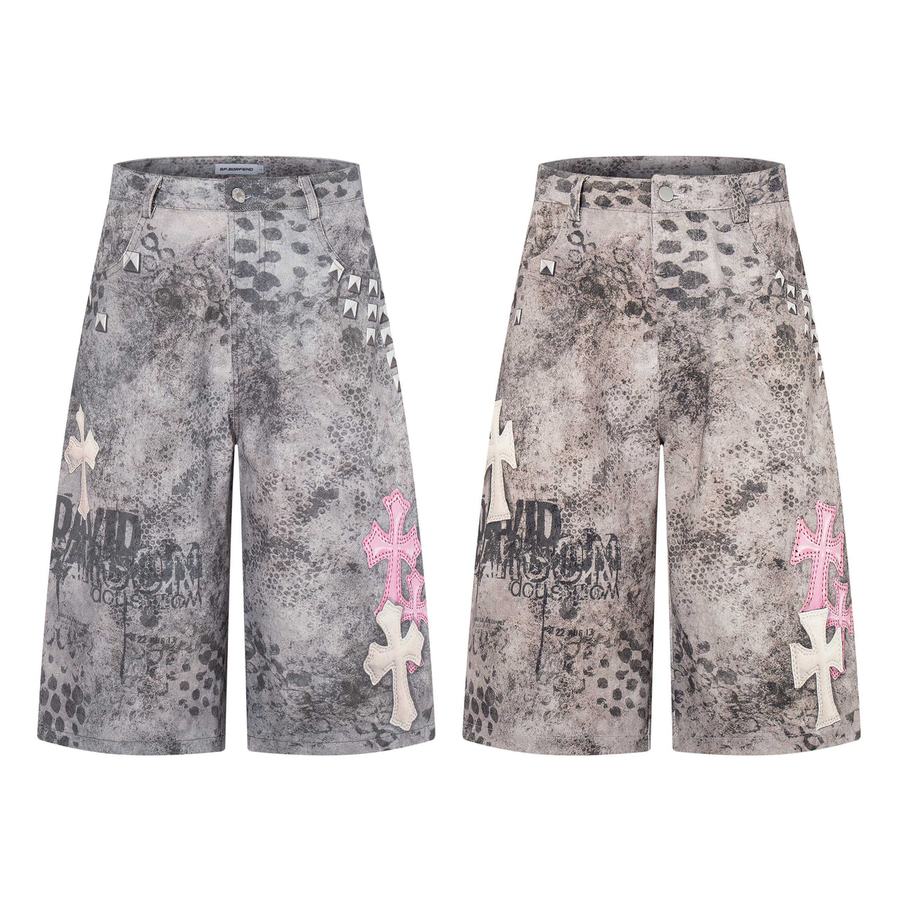 Omirad “Grunge Cross Washed Denim Shorts”
