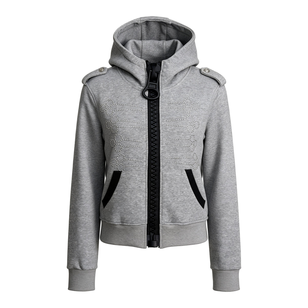 Omirad Rhinestone Military Zip-Up Hoodie