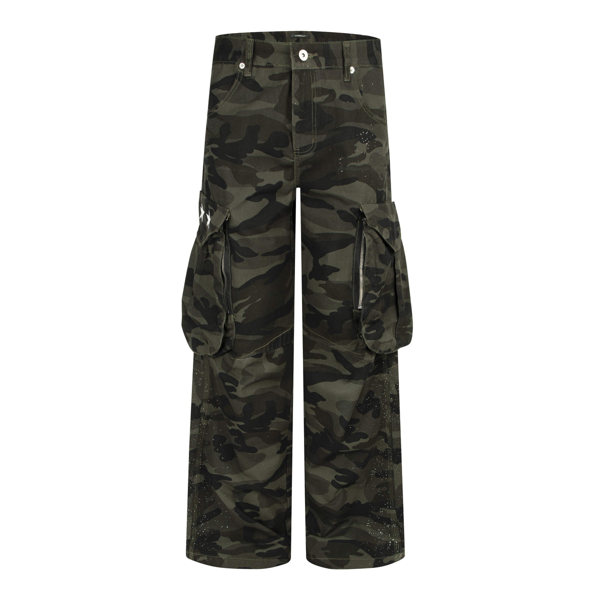 Omirad Camo Zip-Pocket Wide-Leg Cargo Pants