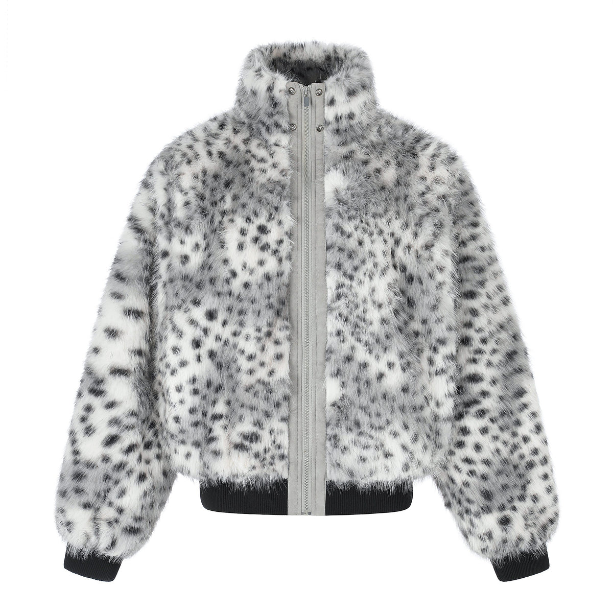 Omirad Leopard Faux Fur Bomber Jacket