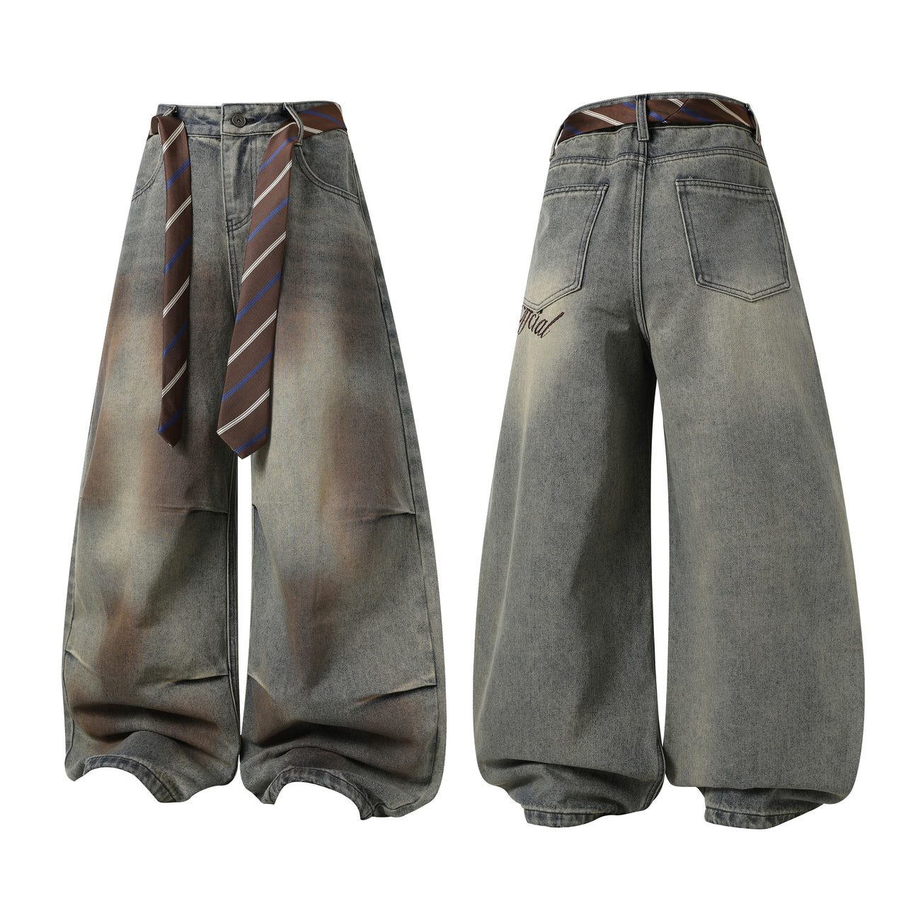 Omirad Tie-Waist Wide-Leg Denim Pants