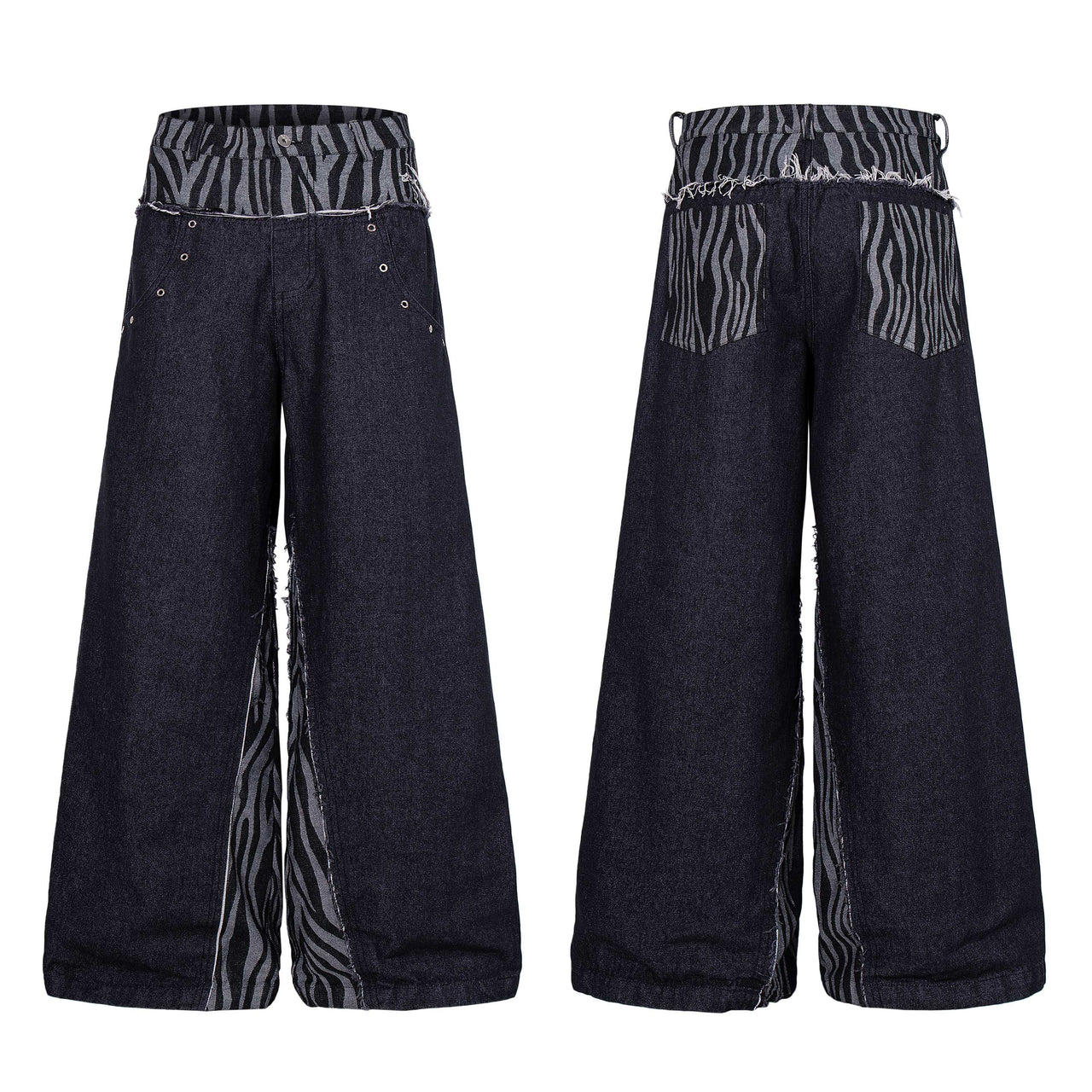 Omirad Layered Zebra Wide-Leg Jeans