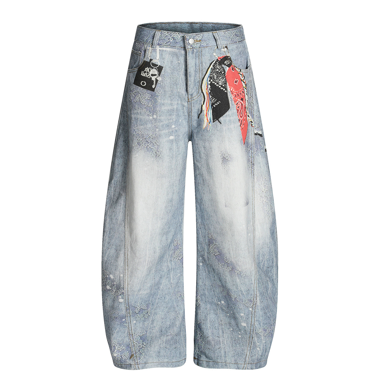 American Vintage Digital Print Curved Blade Jeans