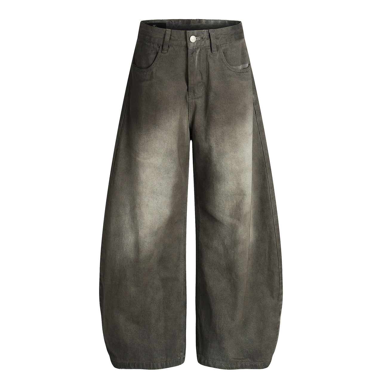 Vintage Washed Curved-Cut Jeans