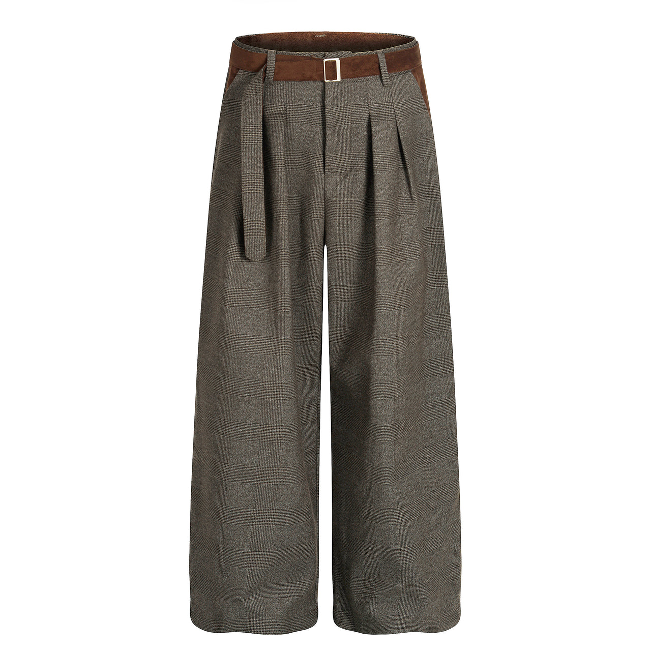 Old Money Houndstooth Patchwork Pleated Pants