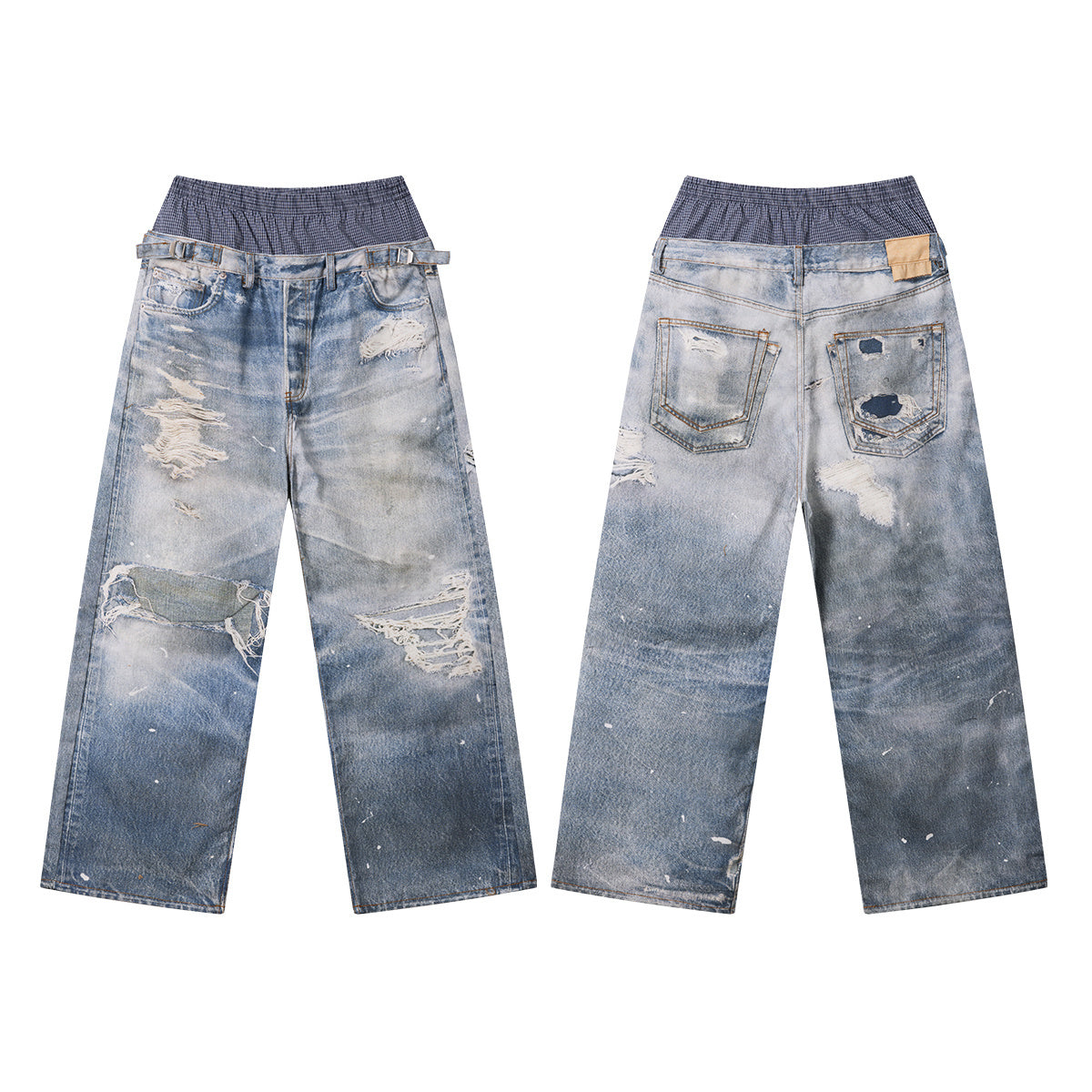 Omirad Layered Waist Distressed Jeans