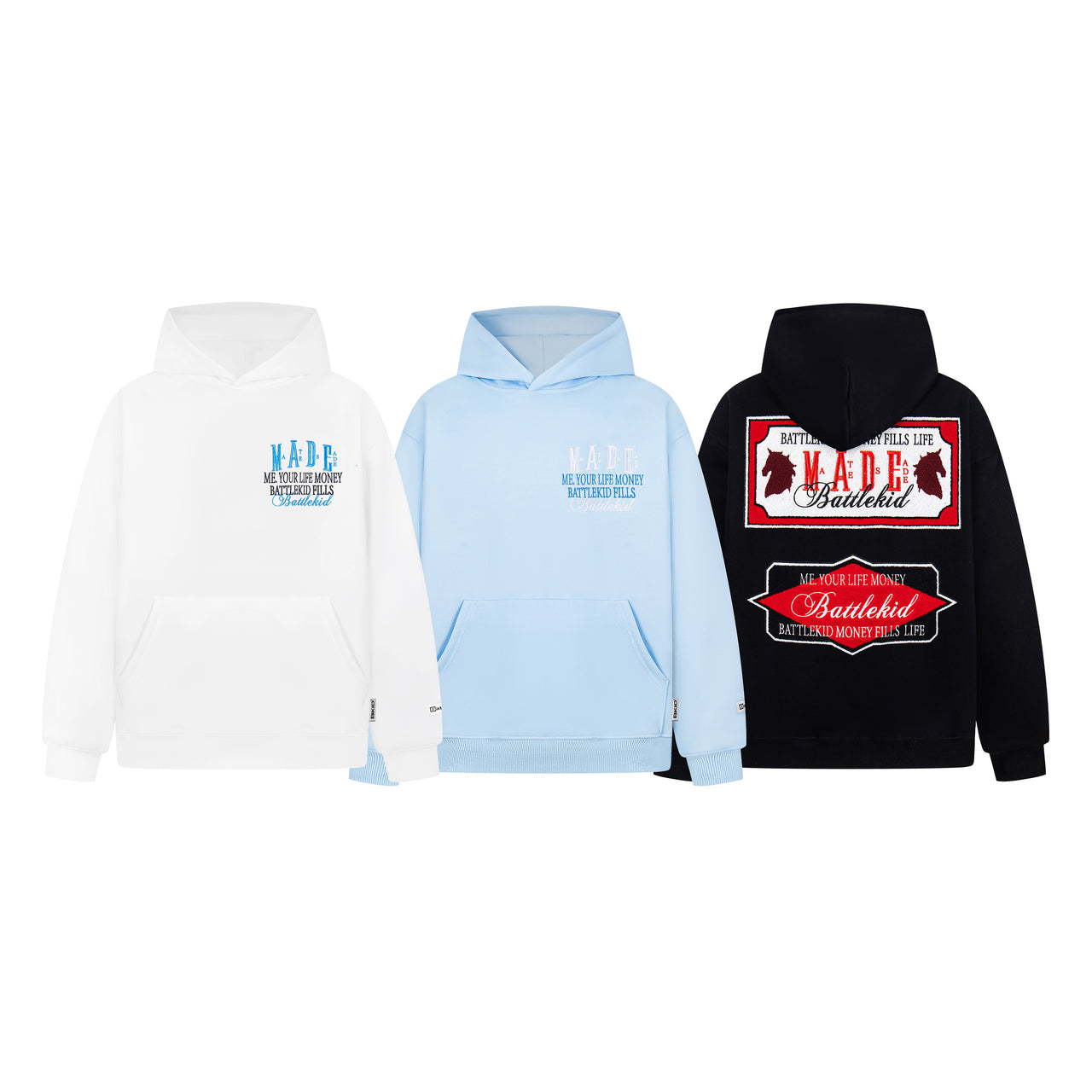American Retro Flocked Embroidery Color-Blocked Flag Hoodie