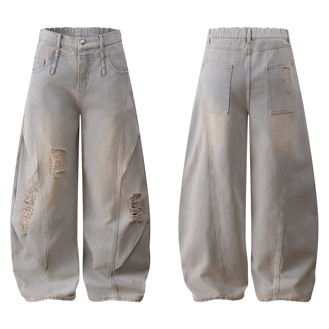 American Vintage Ripped Patchwork Curved Blade Jeans