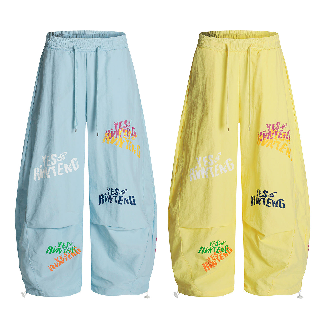 Streetwear Pleated Letter Print Casual Pants