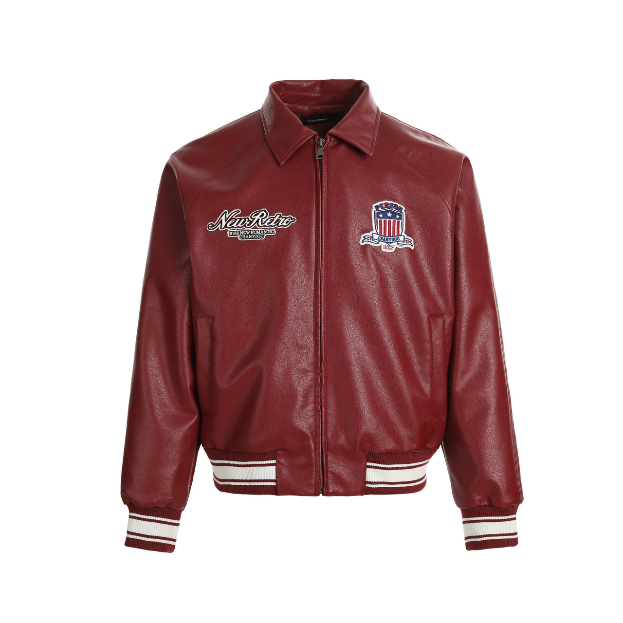 American Vintage Embroidered PU Jacket