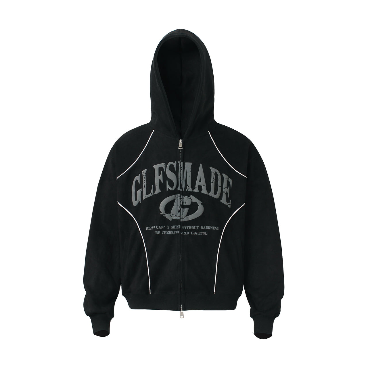 American Panelled Edge Striped Zip-Up Hoodie
