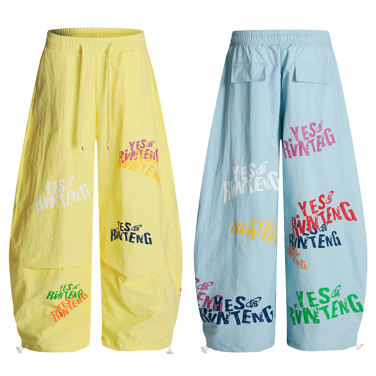 Streetwear Pleated Letter Print Casual Pants