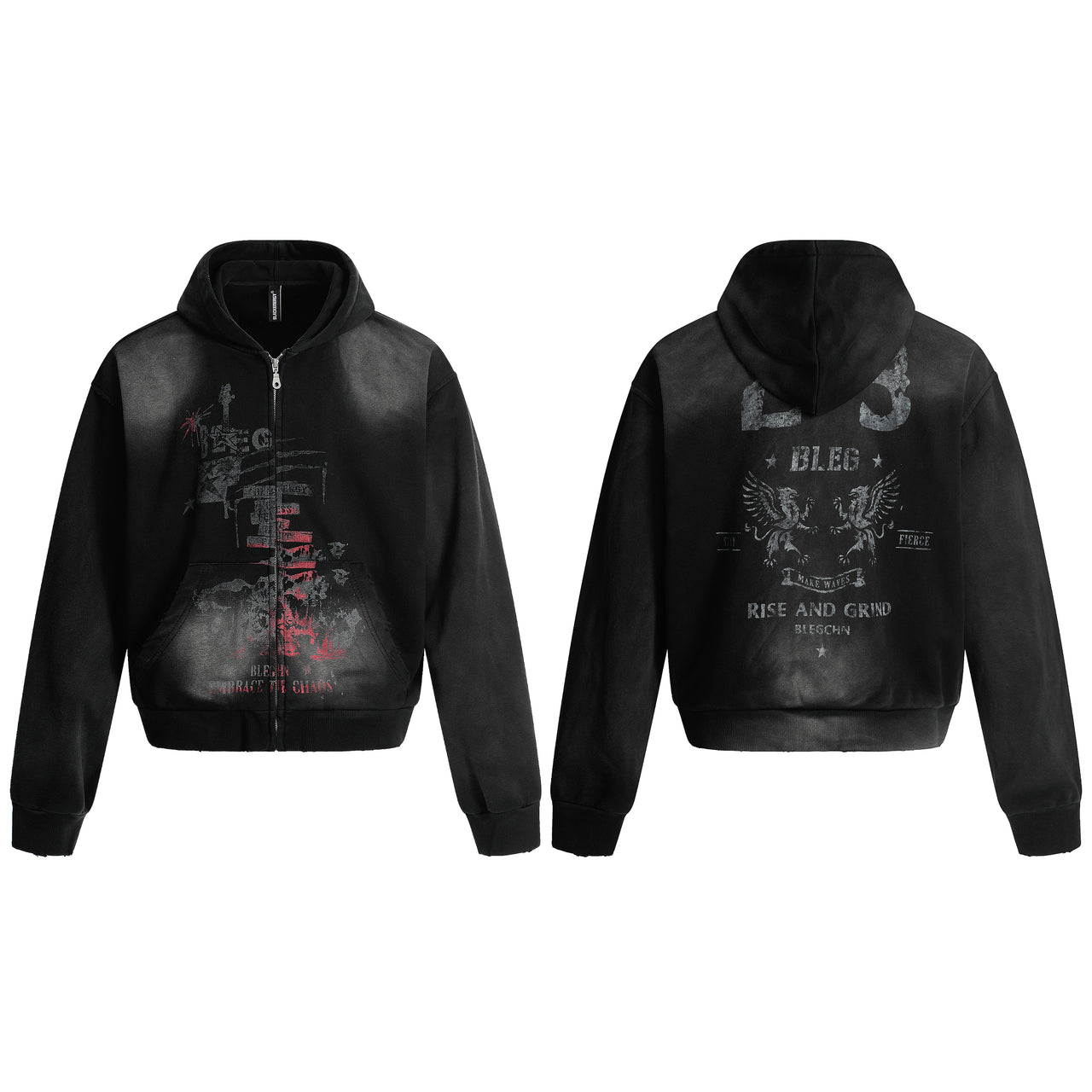 American Street Style Zip-Up Hoodie