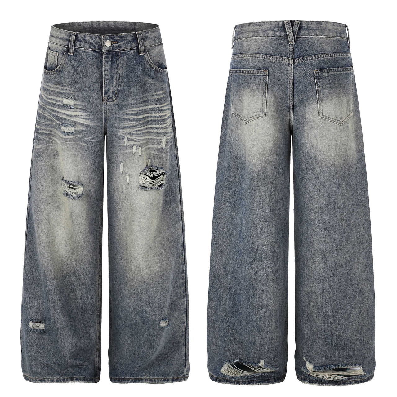 Omirad Distressed Wide-Leg Jeans