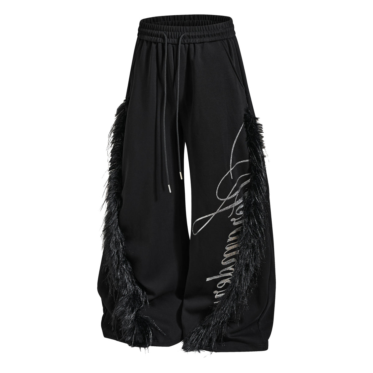 Omirad Fringe Panel Graphic Wide-Leg Sweatpants