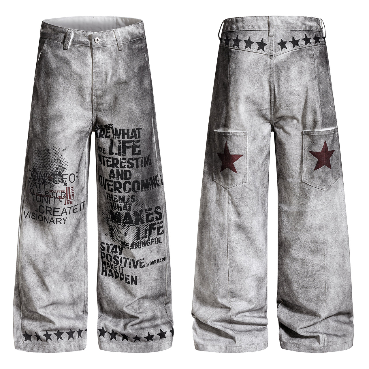 Omirad Graphic Washed Wide-Leg Pants