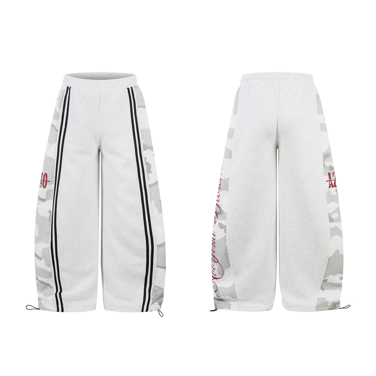 Vintage Patchwork Camo Curved-Cut Sweatpants
