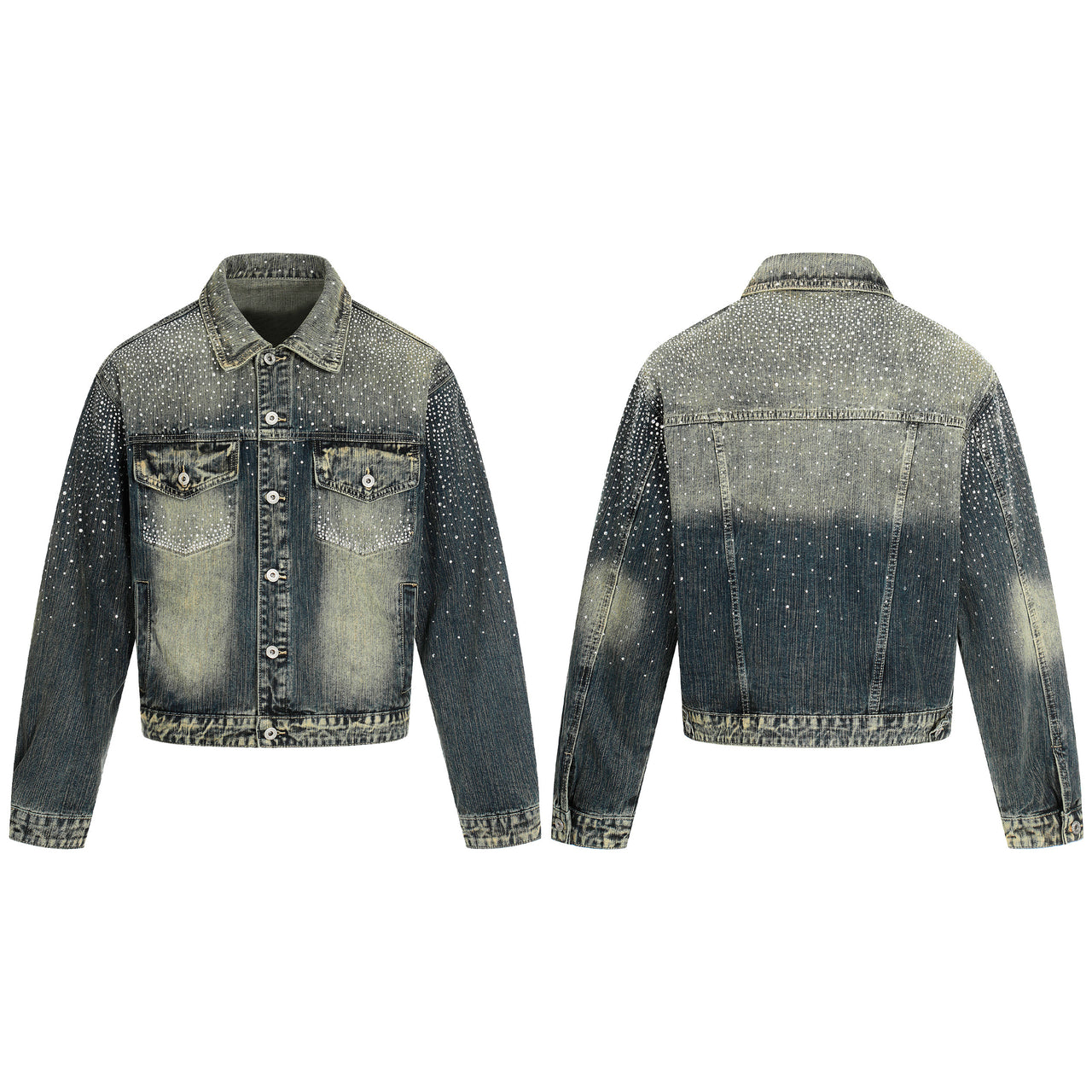 Omirad Rhinestone Gradient Denim Jacket