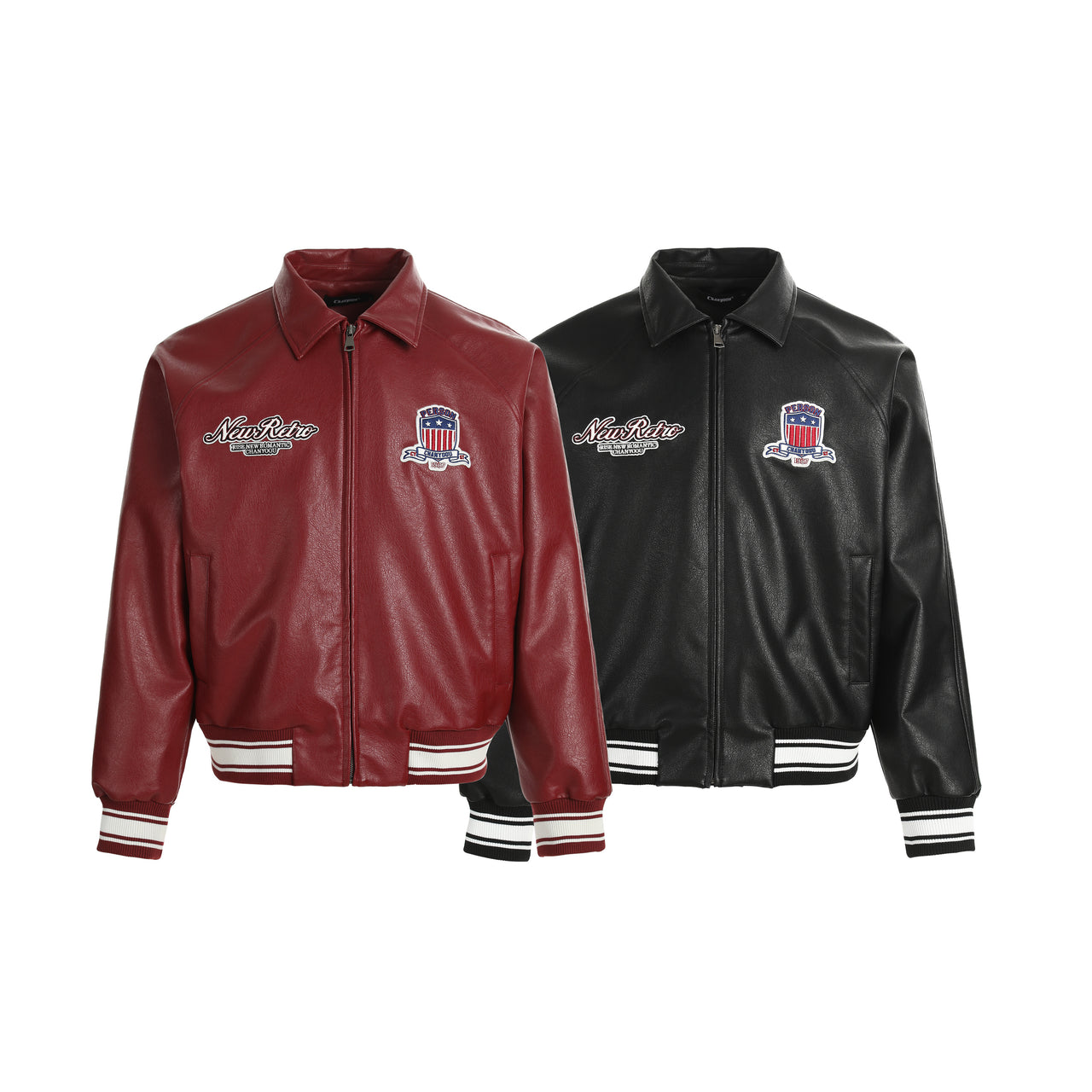 American Vintage Embroidered PU Jacket