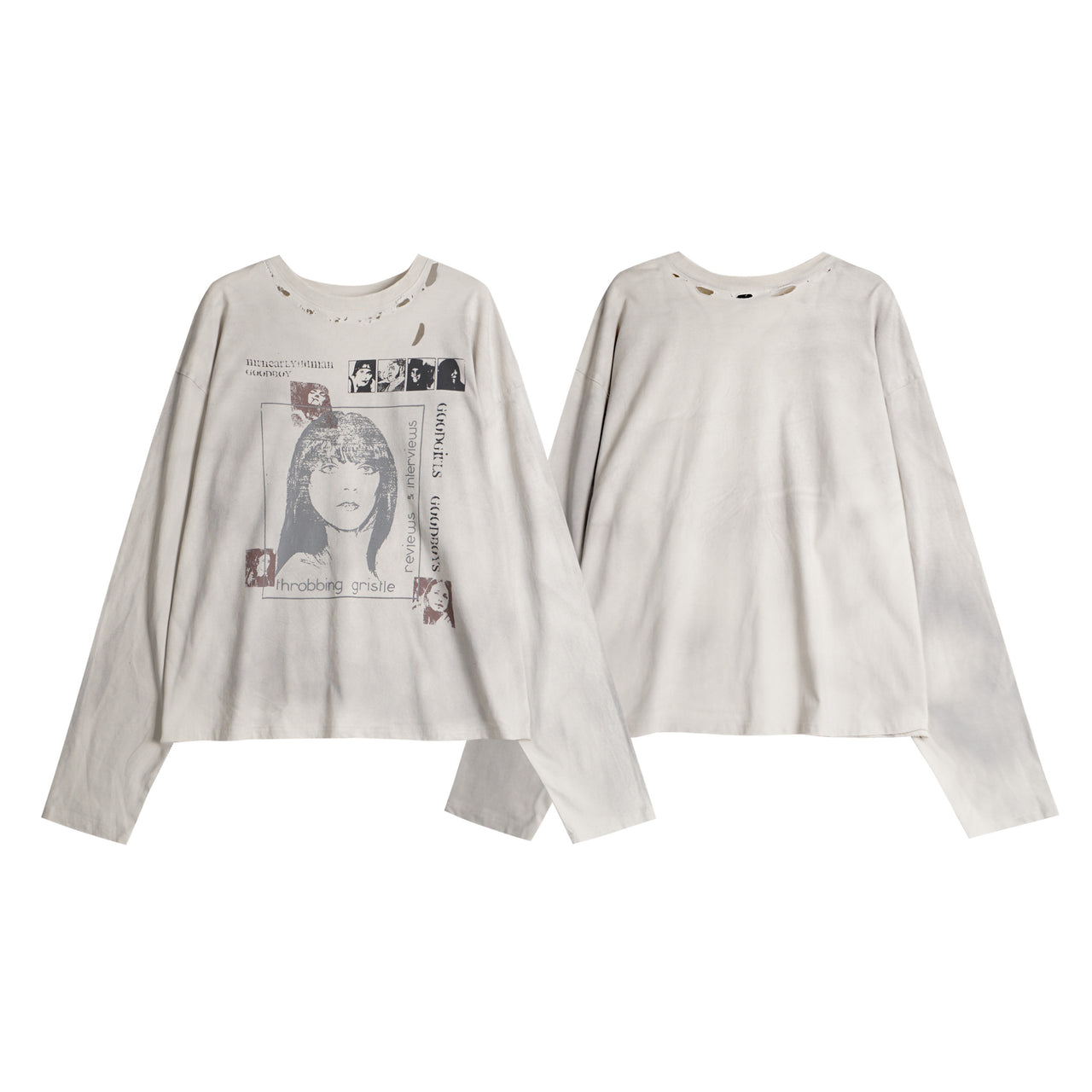 American Vintage Portrait Printed Distressed Sweatshirt