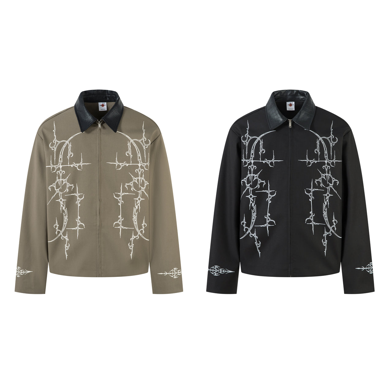 Streetwear Printed PU Lapel Jacket