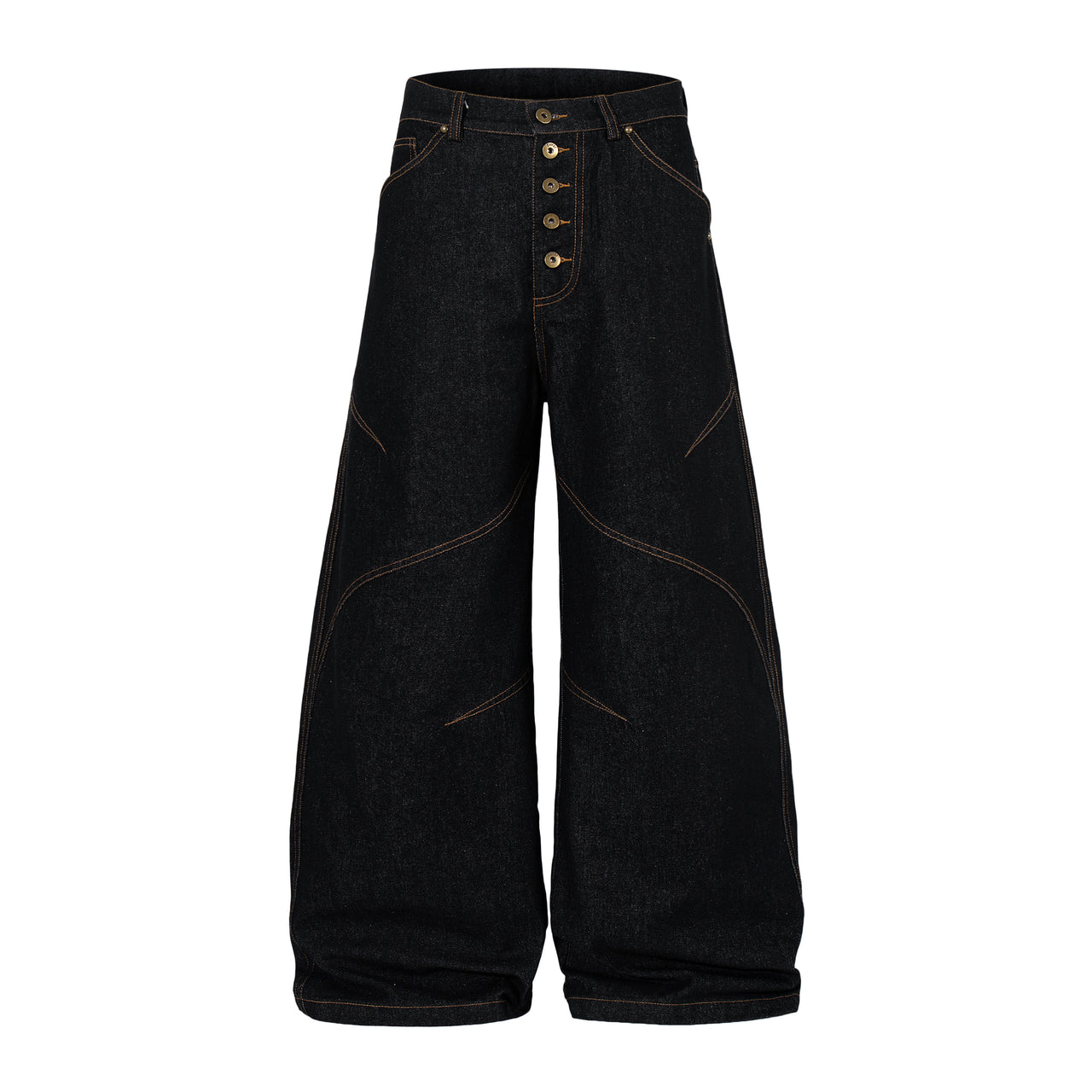 Omirad Curved Panel Wide Leg Denim Pants