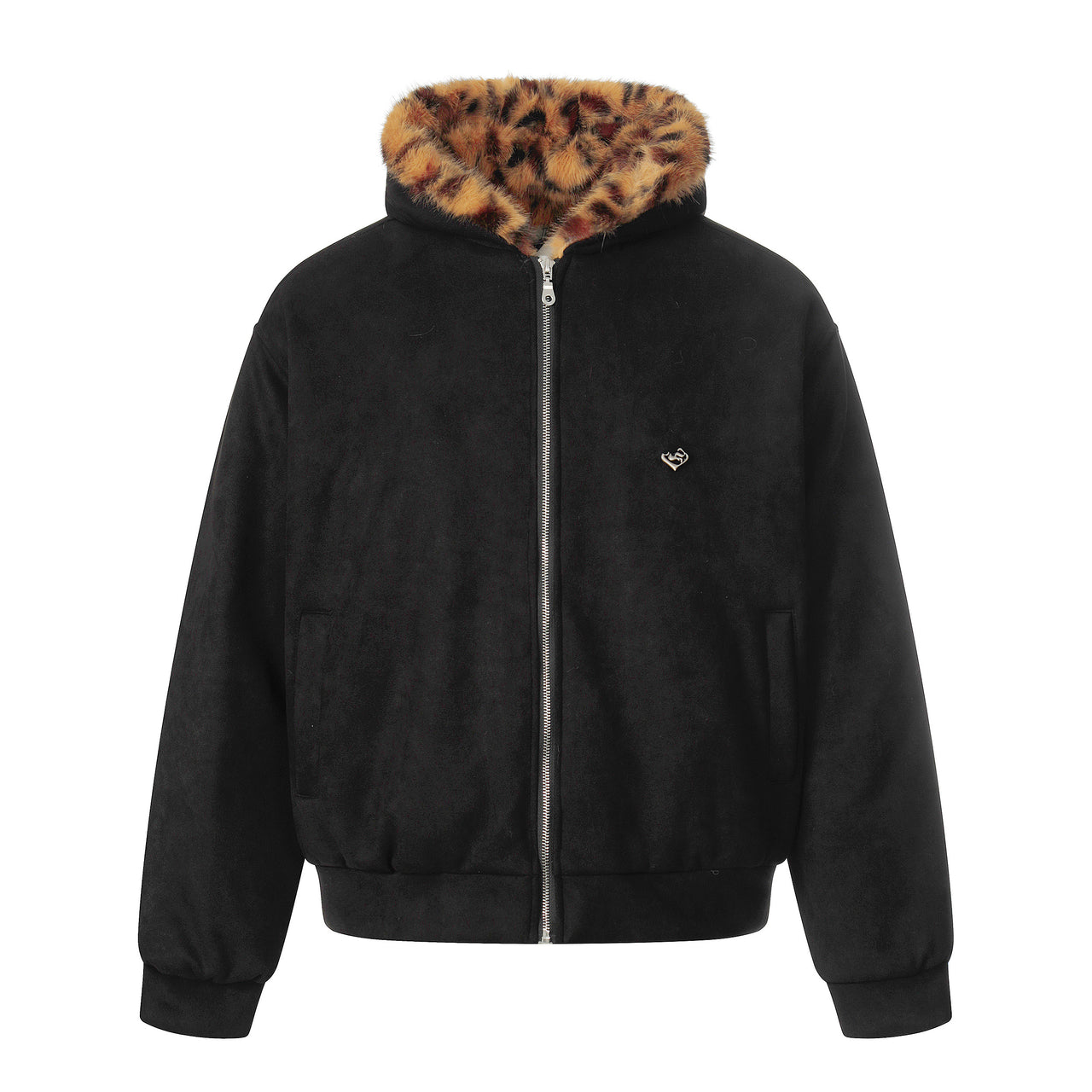 Vintage Old Money Style Leopard-Print Fur-Collar Padded Jacket