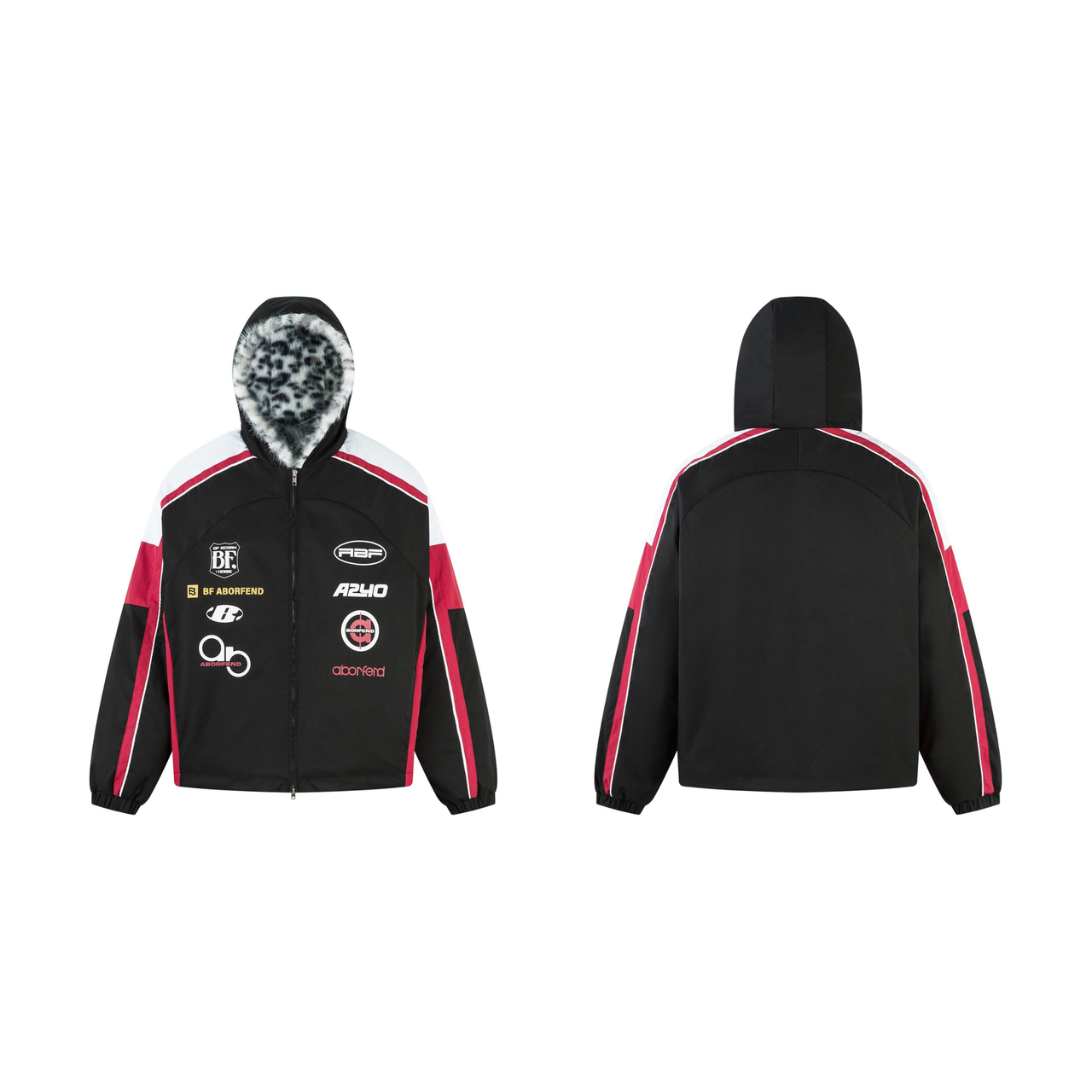 Omirad Racing Patch Faux Fur Hood Jacket