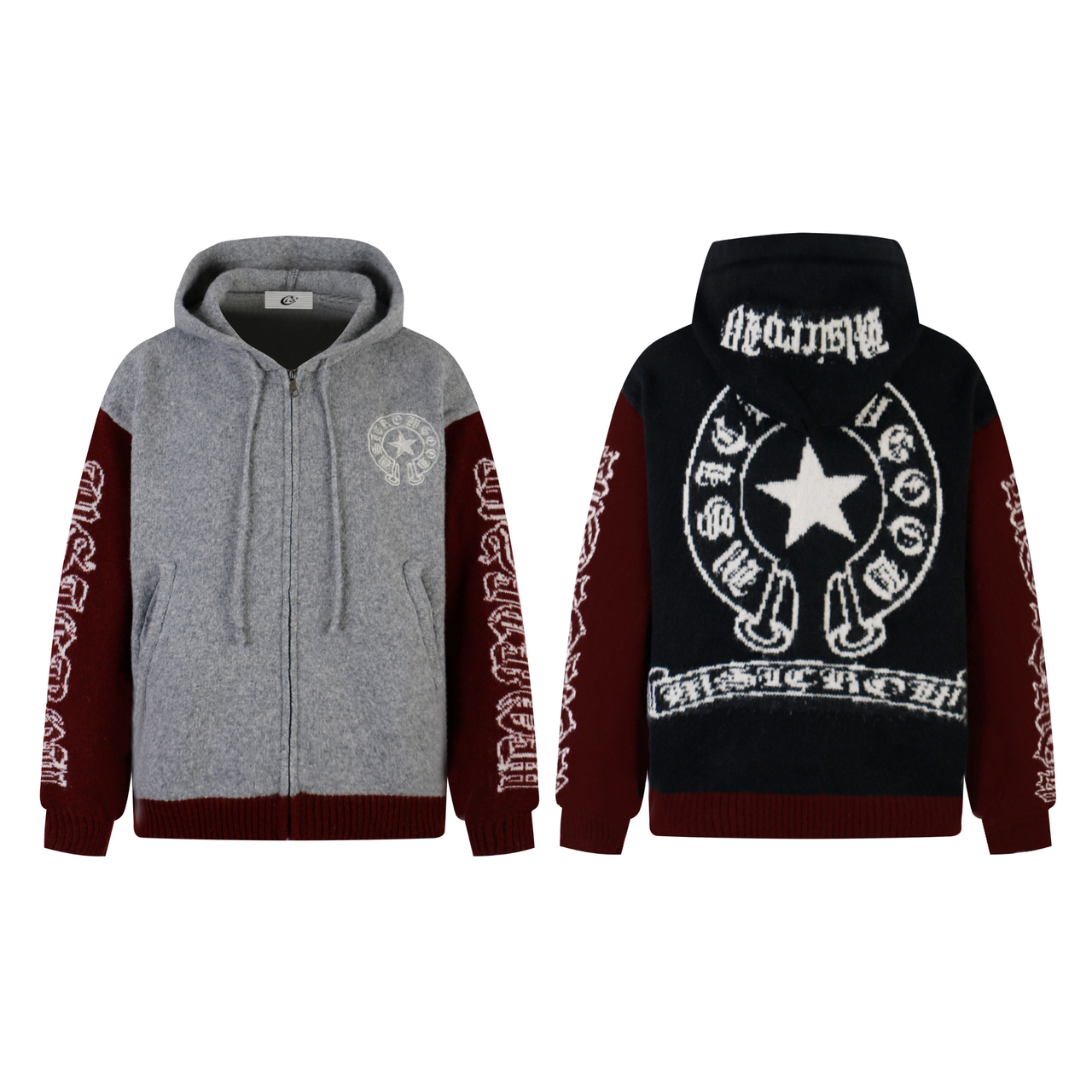 Omirad Vintage Star Knit Zip Hoodie