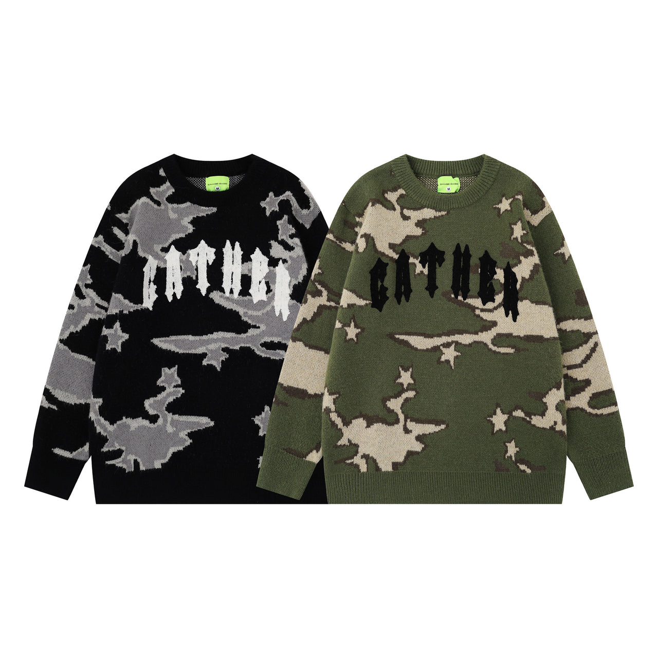Vintage American Camouflage Jacquard Knit Sweater