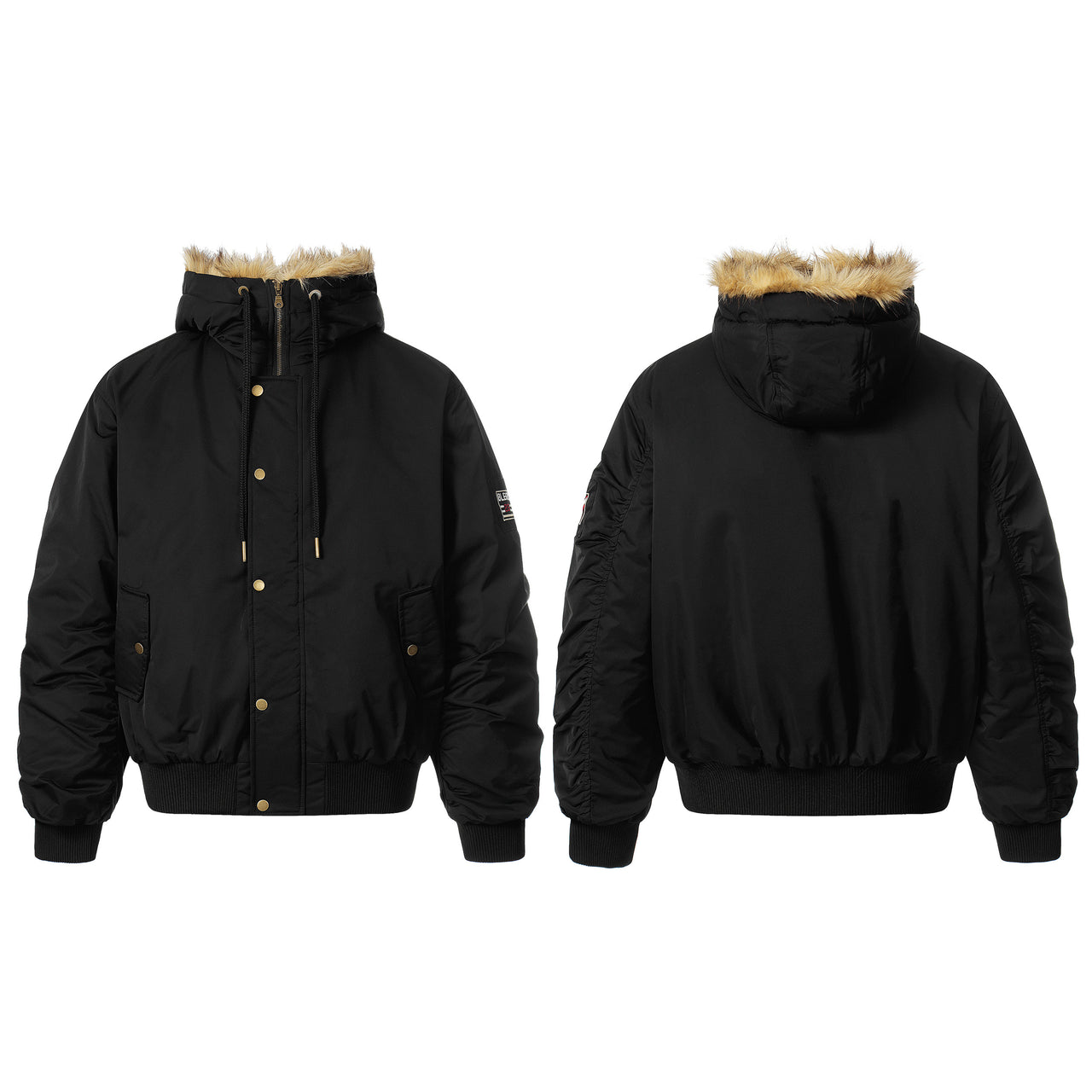 Streetwear Leopard-Print Faux-Fur Collar Puffer Jacket